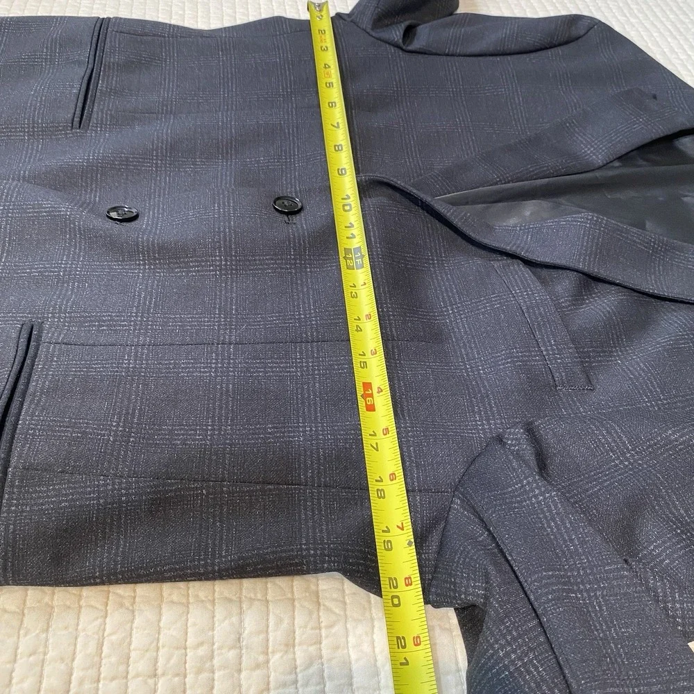 Zara Mens Gray Plaid Check Sport Coat Suit Blazer Jacket Size 40 Two Button